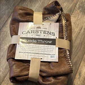 Carstens NWT Suede Throw Blanket - Brown